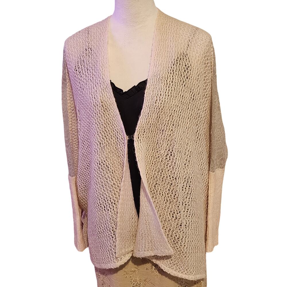 Sundance Née Rople Alpaca Wool Lace Open Knit Cardigan L